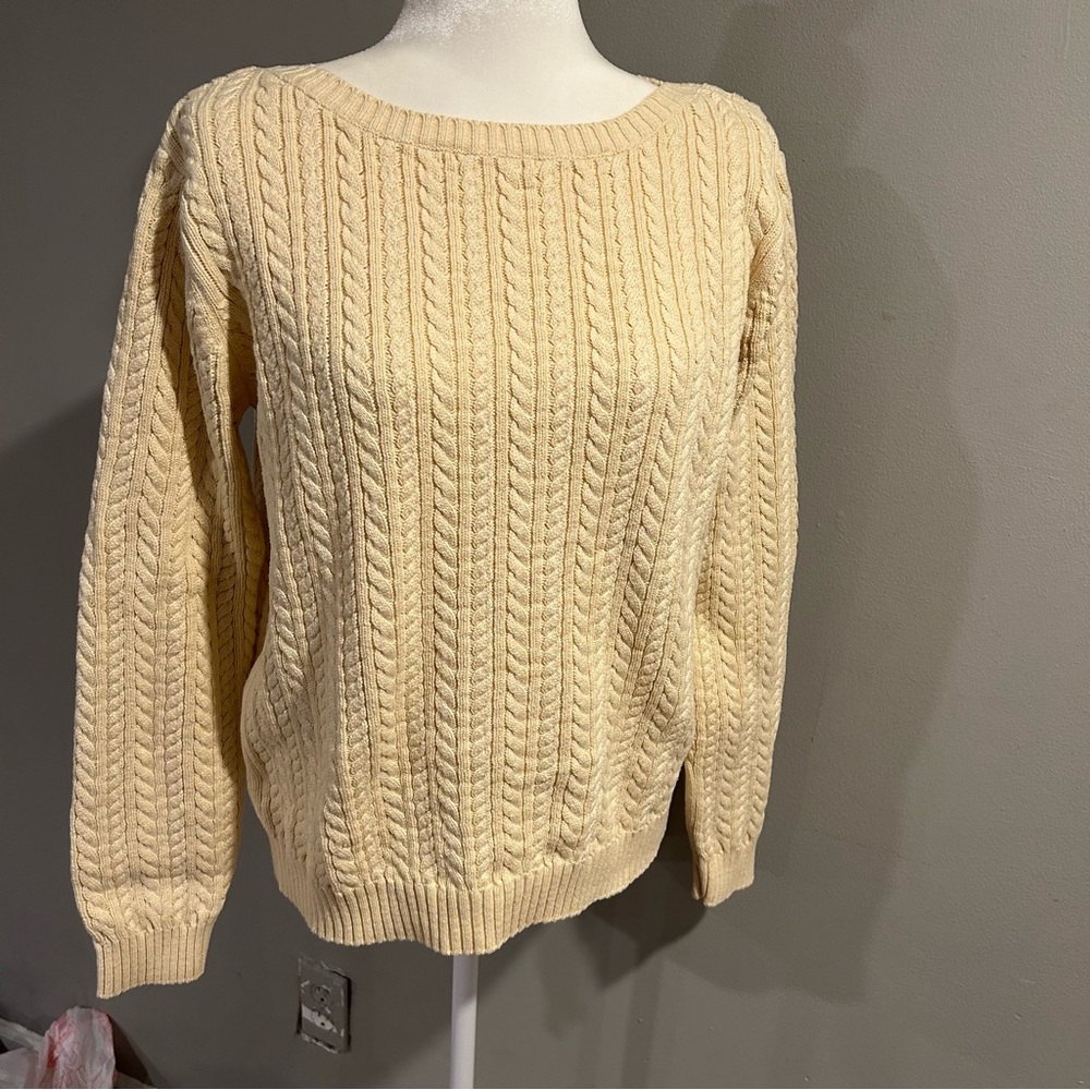 Lauren by Ralph Laren Cable knit Cream Sweater Women’s Large EUC